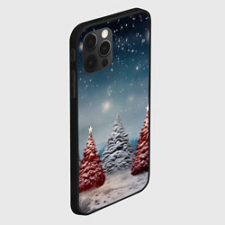 Чехол для iPhone 12 Pro Max Волшебство зимней природы иней на деревьях, цвет: 3D-черный — фото 2