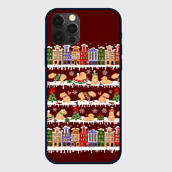 Чехол для iPhone 12 Pro Max Капибара с семьей зимой, цвет: 3D-черный