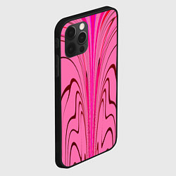 Чехол для iPhone 12 Pro Max Плавные линии на розовом фоне, цвет: 3D-черный — фото 2