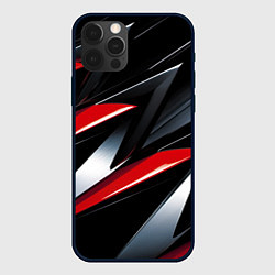 Чехол для iPhone 12 Pro Max Red black abstract, цвет: 3D-черный