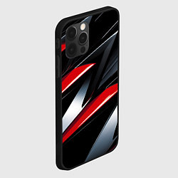 Чехол для iPhone 12 Pro Max Red black abstract, цвет: 3D-черный — фото 2