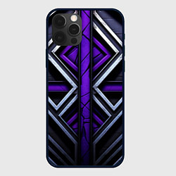 Чехол для iPhone 12 Pro Max Фиолетовые вставки на черном фоне, цвет: 3D-черный