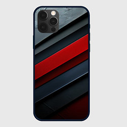 Чехол для iPhone 12 Pro Max Красные вставки на металлическом фоне, цвет: 3D-черный