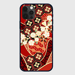 Чехол для iPhone 12 Pro Max Японские хризантемы с сакурой, цвет: 3D-черный