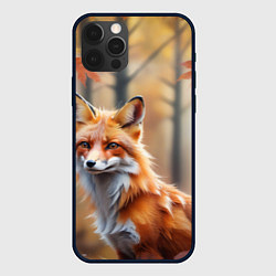 Чехол для iPhone 12 Pro Max Рыжая лисица в осеннем лесу, цвет: 3D-черный