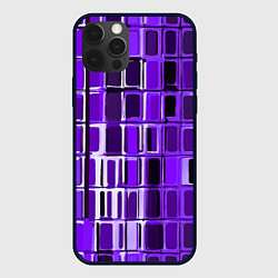 Чехол для iPhone 12 Pro Max Фиолетовые прямоугольники, цвет: 3D-черный