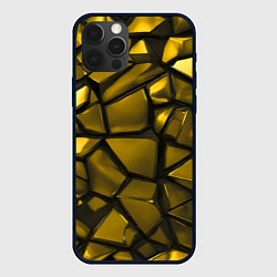 Чехол для iPhone 12 Pro Max Золотые хромированные осколки, цвет: 3D-черный
