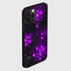 Чехол для iPhone 12 Pro Max Фиолетовый трескающийся камень, цвет: 3D-черный — фото 2