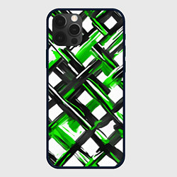 Чехол для iPhone 12 Pro Max Зелёные и чёрные мазки, цвет: 3D-черный