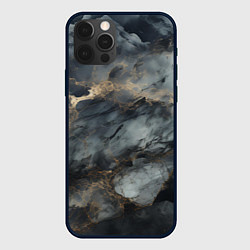 Чехол для iPhone 12 Pro Max Темно-серый мрамор, цвет: 3D-черный