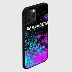 Чехол для iPhone 12 Pro Max Елизавета и неоновый герб России посередине, цвет: 3D-черный — фото 2