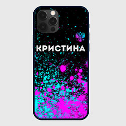 Чехол для iPhone 12 Pro Max Кристина и неоновый герб России посередине, цвет: 3D-черный