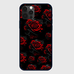 Чехол для iPhone 12 Pro Max Красные розы цветы, цвет: 3D-черный