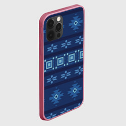 Чехол для iPhone 12 Pro Max Blue tribal geometric, цвет: 3D-малиновый — фото 2