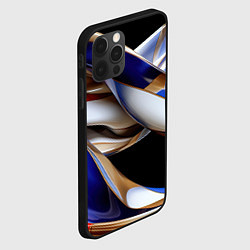 Чехол для iPhone 12 Pro Max Синие и белые волны абстракт, цвет: 3D-черный — фото 2