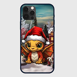 Чехол для iPhone 12 Pro Max Дракоша 2024 новогодний символ года, цвет: 3D-черный