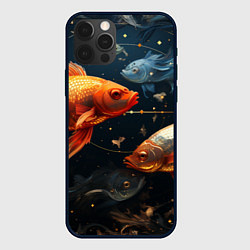 Чехол для iPhone 12 Pro Max Рыбки на темном фоне, цвет: 3D-черный