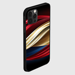 Чехол для iPhone 12 Pro Max Золотые и красные волны абстракции, цвет: 3D-черный — фото 2