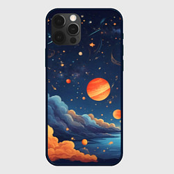 Чехол для iPhone 12 Pro Max Нарисованный космос, цвет: 3D-черный