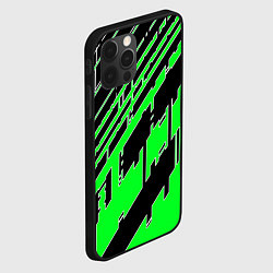 Чехол для iPhone 12 Pro Max Зелёные линии на чёрном фоне, цвет: 3D-черный — фото 2