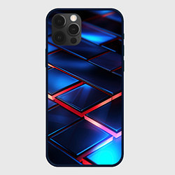 Чехол для iPhone 12 Pro Max Синие абстрактные плиты, цвет: 3D-черный