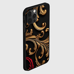 Чехол для iPhone 12 Pro Max Золотые абстрактные узоры, цвет: 3D-черный — фото 2