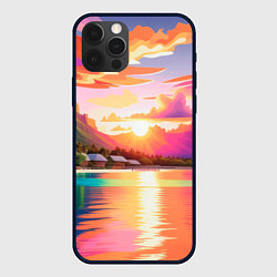 Чехол для iPhone 12 Pro Max Закат на острове Бора Бора, цвет: 3D-черный