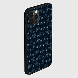 Чехол для iPhone 12 Pro Max Паттерн тёмно-синий маленькие стилизованные цветы, цвет: 3D-черный — фото 2