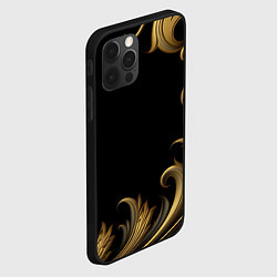 Чехол для iPhone 12 Pro Max Золотой узор в виде пера, цвет: 3D-черный — фото 2