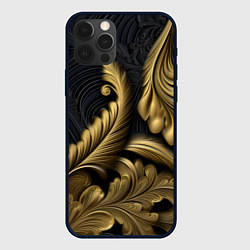 Чехол для iPhone 12 Pro Max Объемные листья узоры, цвет: 3D-черный