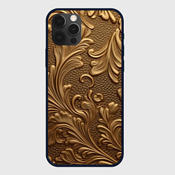 Чехол для iPhone 12 Pro Max Золотые узоры абстракт, цвет: 3D-черный