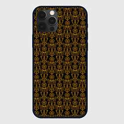 Чехол для iPhone 12 Pro Max Чёрно-золотой узоры, цвет: 3D-черный