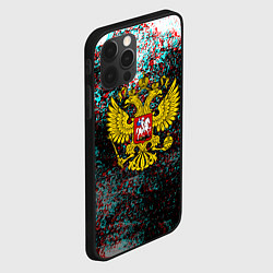 Чехол для iPhone 12 Pro Max Россия герб краски глитч, цвет: 3D-черный — фото 2