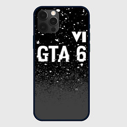 Чехол для iPhone 12 Pro Max GTA 6 glitch на темном фоне посередине, цвет: 3D-черный