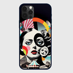 Чехол для iPhone 12 Pro Max Женщина и животные винтажный коллаж, цвет: 3D-черный