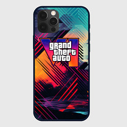 Чехол для iPhone 12 Pro Max GTA 6 аbstract logo, цвет: 3D-черный