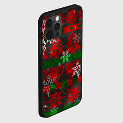 Чехол для iPhone 12 Pro Max Рождественские узоры ёлки и снежинки, цвет: 3D-черный — фото 2