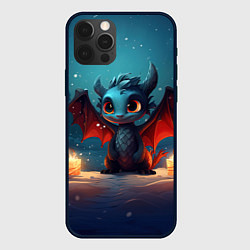 Чехол для iPhone 12 Pro Max Синий загадочный дракон, цвет: 3D-черный