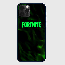 Чехол для iPhone 12 Pro Max Fortnite языки пламени зелёный, цвет: 3D-черный