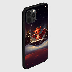 Чехол для iPhone 12 Pro Max Дракон в зимнем лесу, цвет: 3D-черный — фото 2