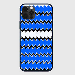 Чехол для iPhone 12 Pro Max Синие и белые полосы, цвет: 3D-черный