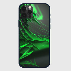 Чехол для iPhone 12 Pro Max Зелёная сеть на чёрном фоне, цвет: 3D-черный