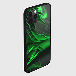 Чехол для iPhone 12 Pro Max Зелёная сеть на чёрном фоне, цвет: 3D-черный — фото 2
