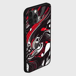 Чехол для iPhone 12 Pro Max Красно-белые волны, цвет: 3D-черный — фото 2