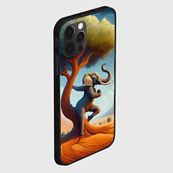 Чехол для iPhone 12 Pro Max Слон занимается йогой возле дерева, цвет: 3D-черный — фото 2
