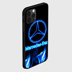 Чехол для iPhone 12 Pro Max Mercedes-benz blue neon, цвет: 3D-черный — фото 2