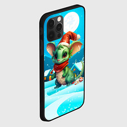 Чехол для iPhone 12 Pro Max Дракон зимний фон с домиками, цвет: 3D-черный — фото 2