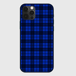 Чехол для iPhone 12 Pro Max Синий клетчатый, цвет: 3D-черный