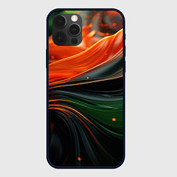 Чехол для iPhone 12 Pro Max Оранжевая и зеленый абстракция, цвет: 3D-черный