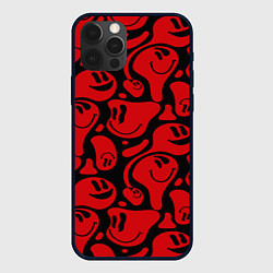 Чехол для iPhone 12 Pro Max Красные смайлы, цвет: 3D-черный